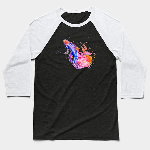 Betta Fish Swimming Baseball T-Shirt by beaugeste2280@yahoo.com